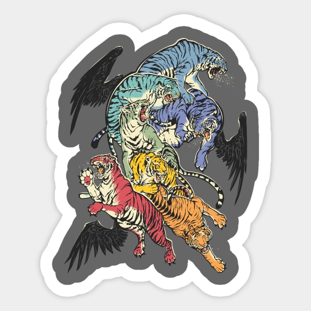 Seven Caged Tigers Sticker by dracoimagem